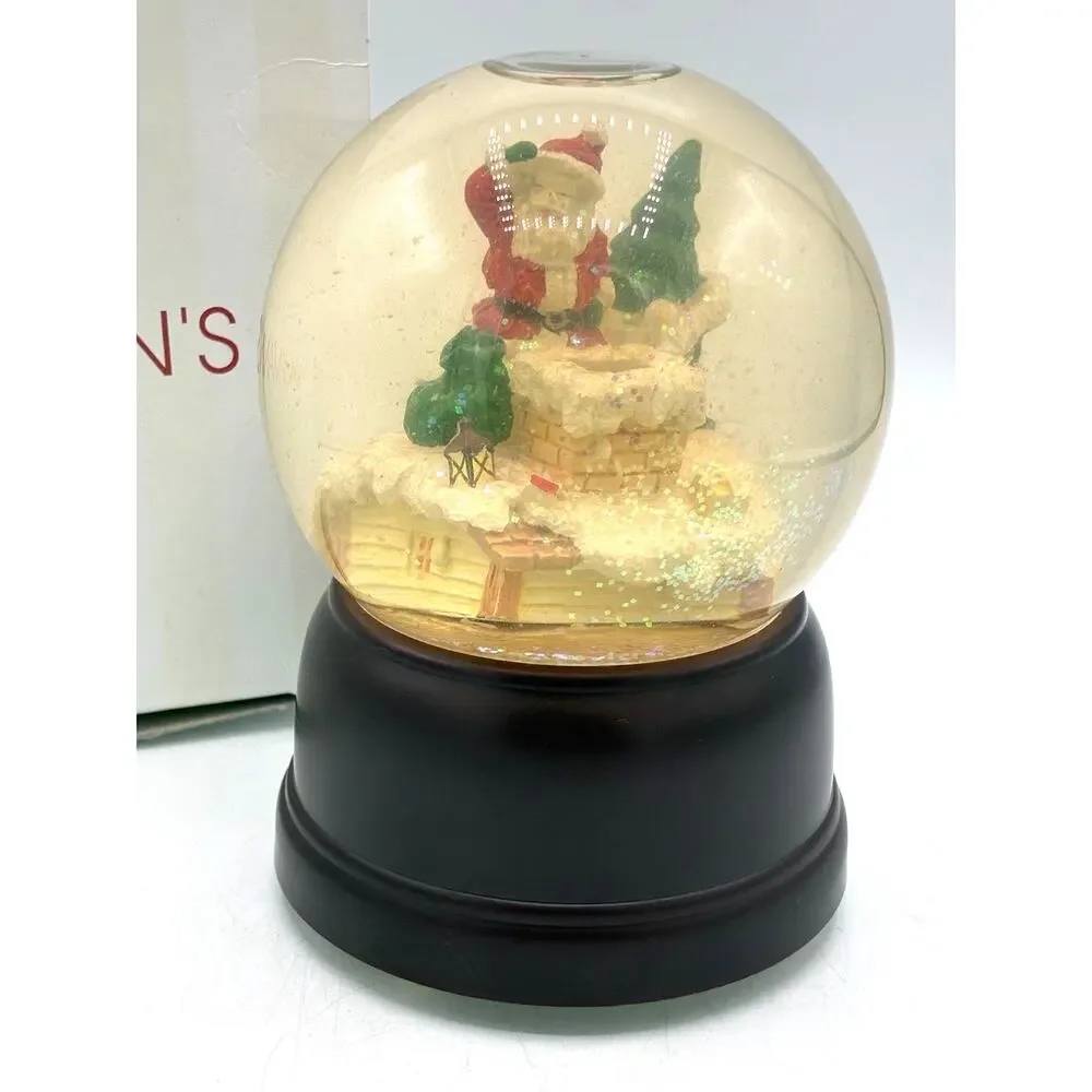Vintage Santa Chimney Musical Snow Globe Motion Plastic Base
